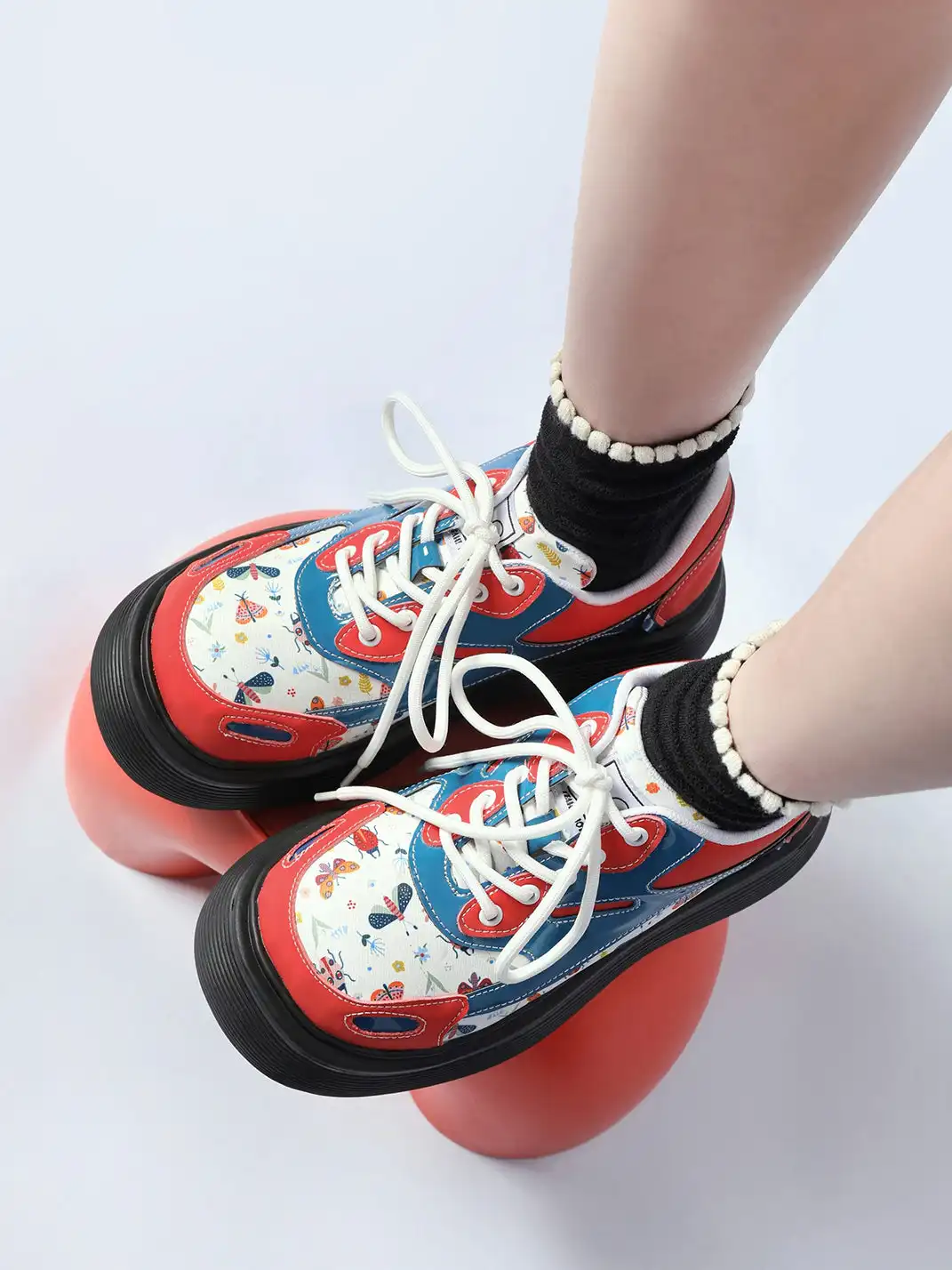 Yeah Hot丨Graphic Panel Upper Chunky Sole Derby Shoes