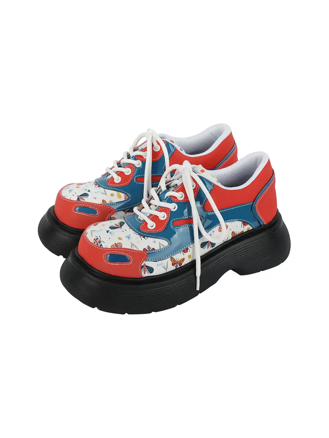 Yeah Hot丨Graphic Panel Upper Chunky Sole Derby Shoes