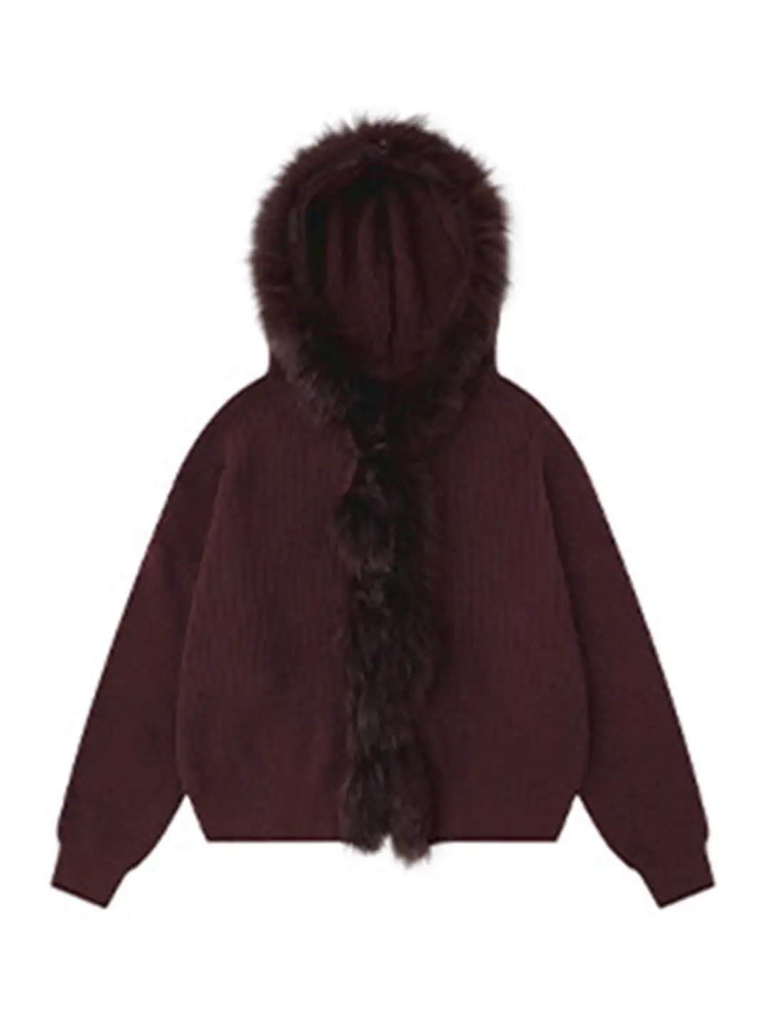 BIGGOLD | Fur Trimmed Hood Knit Sweater