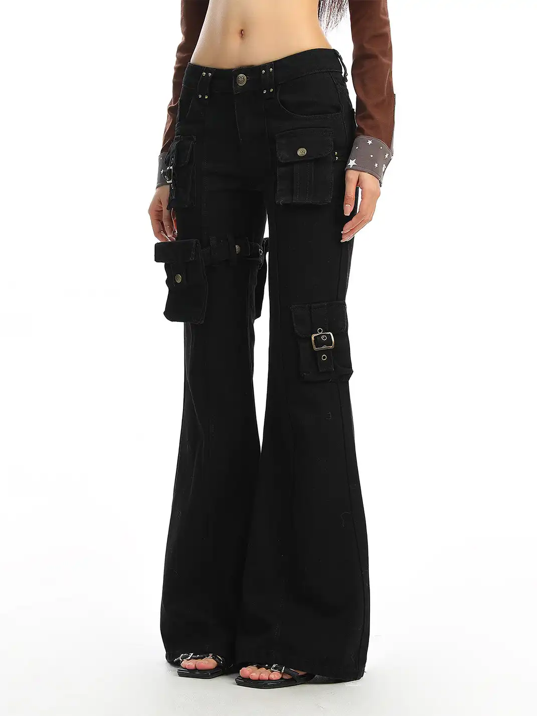 BIGGOLD | High-Waisted Belted Pockets Cargo Pants