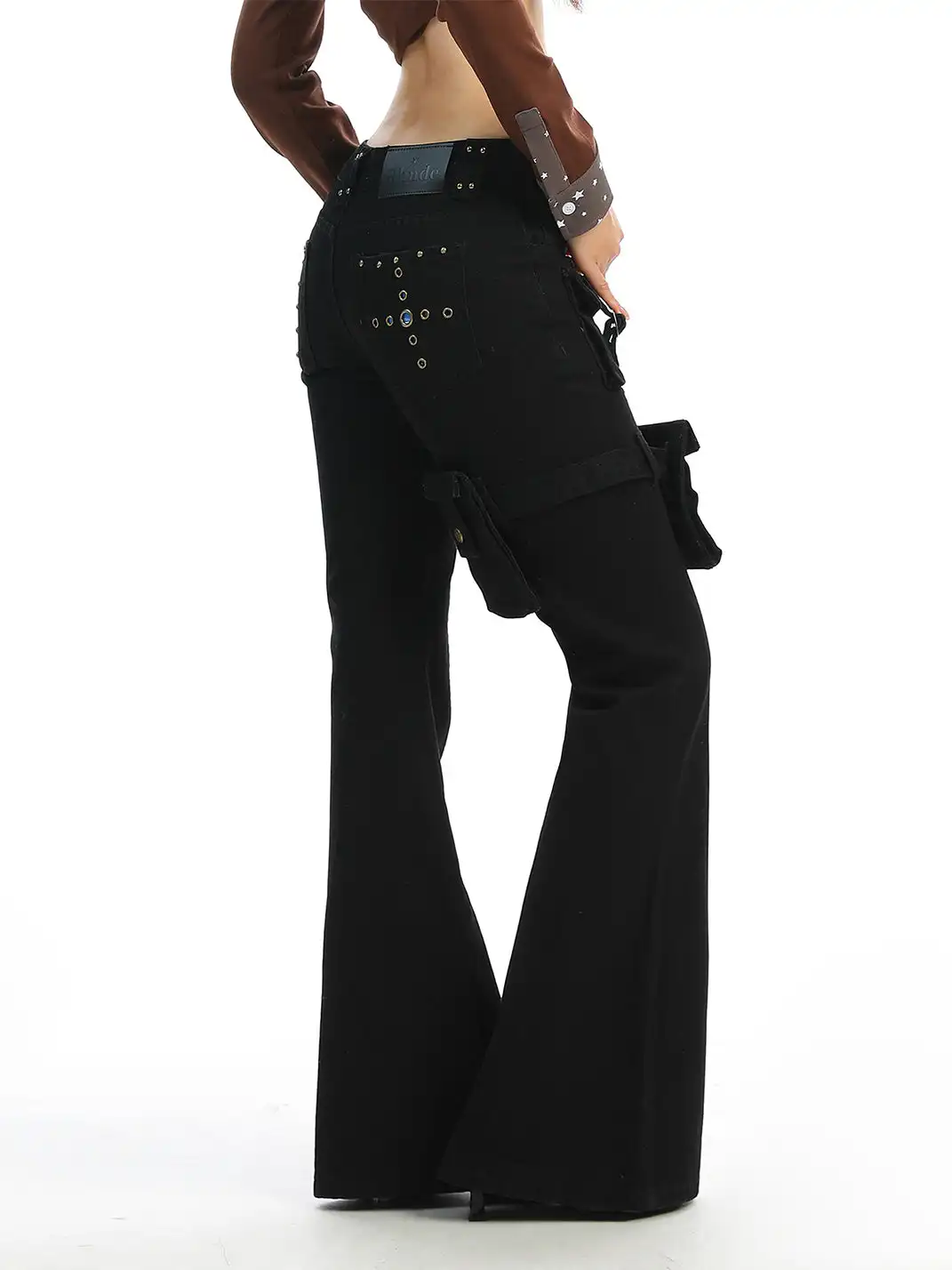 BIGGOLD | High-Waisted Belted Pockets Cargo Pants