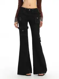 BIGGOLD | High-Waisted Belted Pockets Cargo Pants