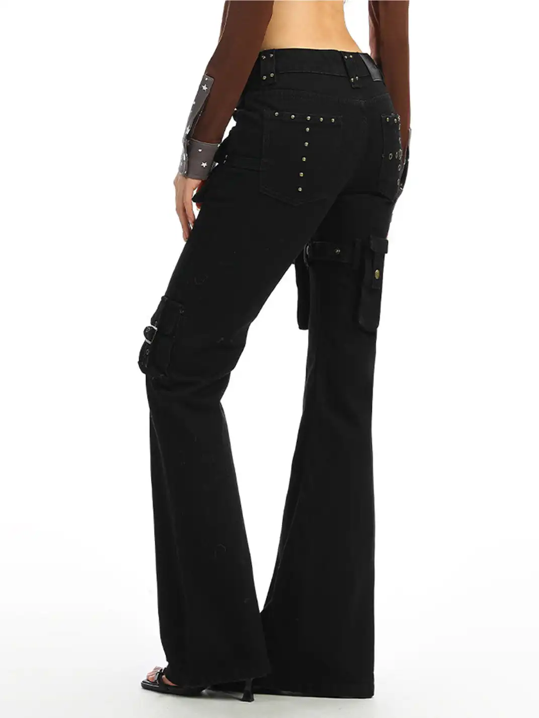 BIGGOLD | High-Waisted Belted Pockets Cargo Pants