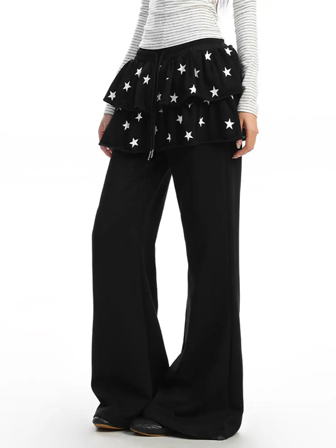BIGGOLD | Star-Patterned Ruffled Casual Pants