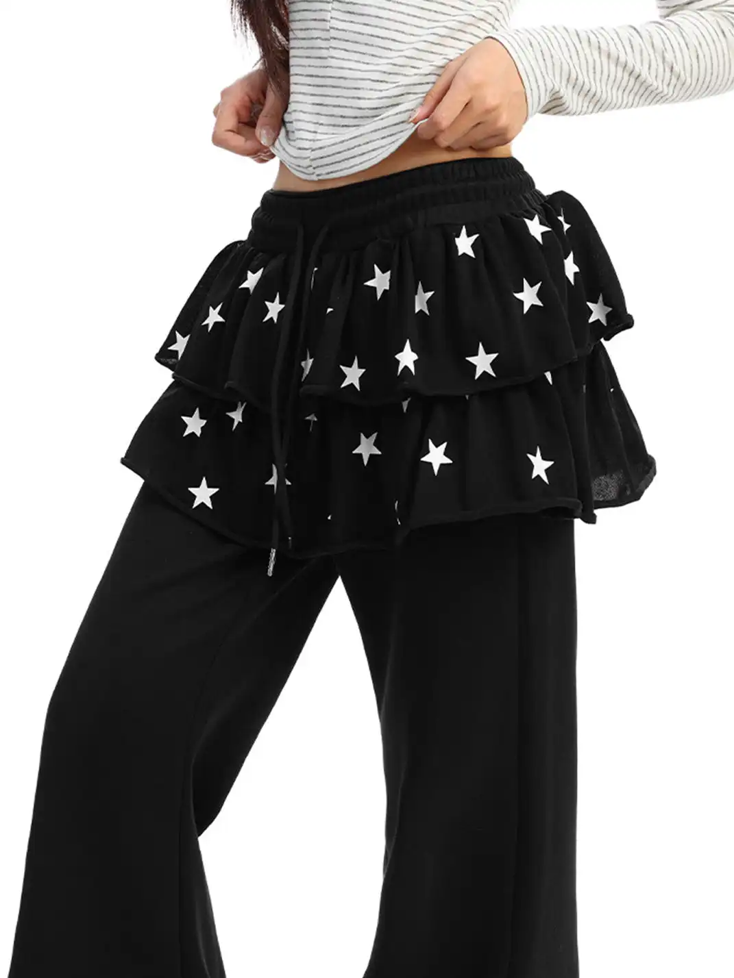 BIGGOLD | Star-Patterned Ruffled Casual Pants