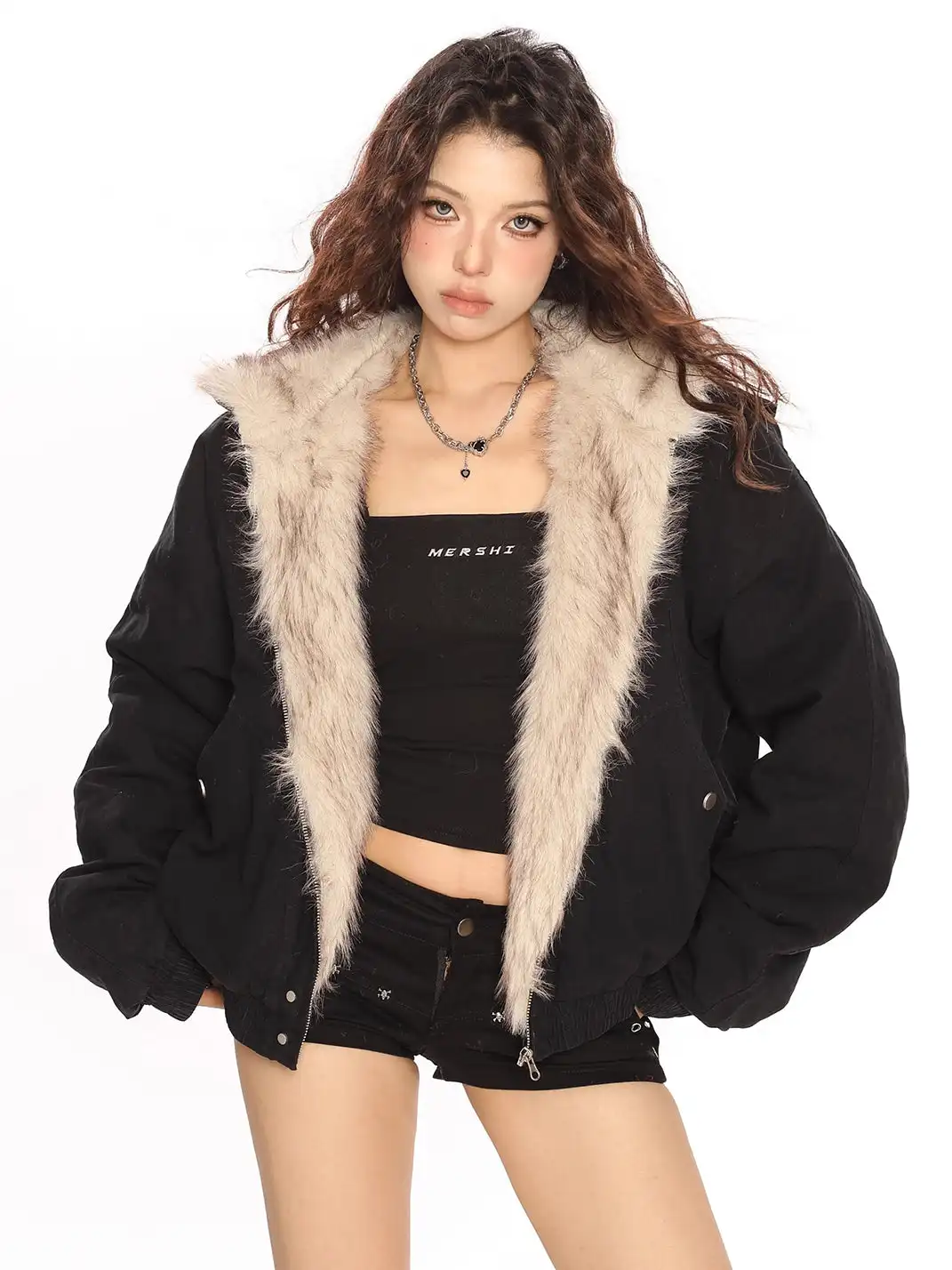 BIGGOLD | Retro Hooded Cotton Coat with Fur Collar