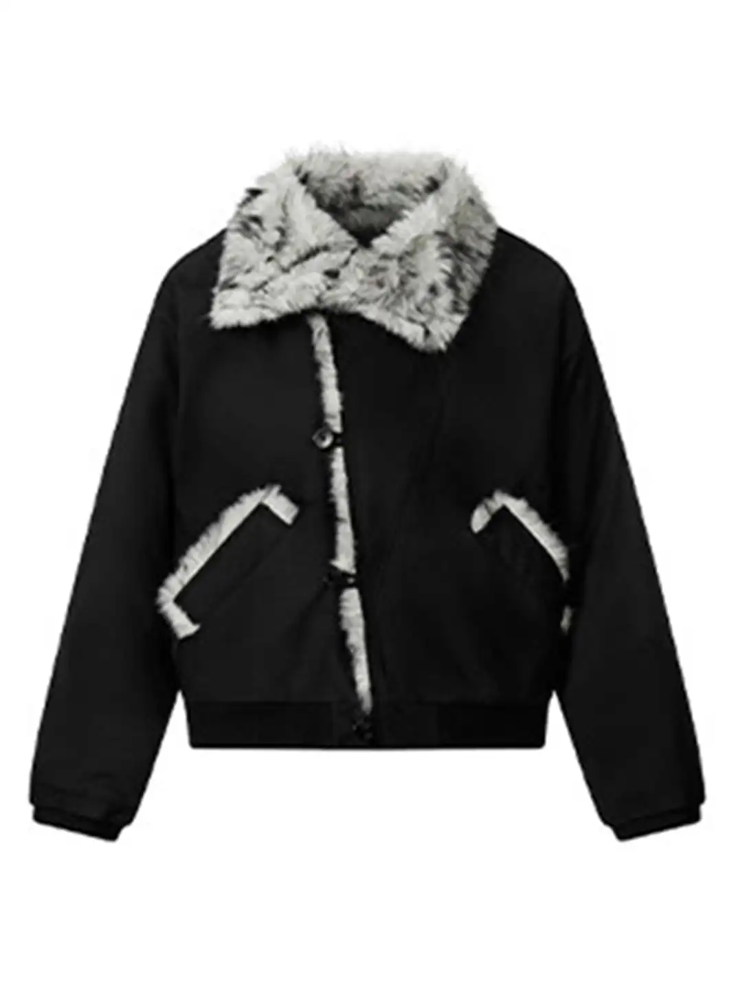 BIGGOLD | Oversized Collared Cotton Coat with Fur Trim