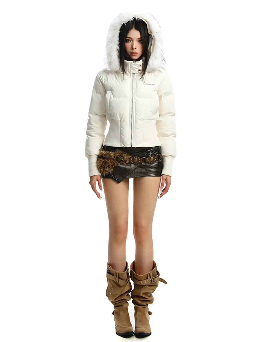 BIGGOLD | Detachable Fur-Collar Hooded Cotton-Padded Jacket