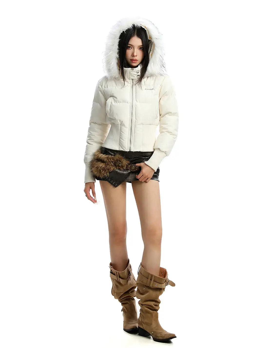 BIGGOLD | Detachable Fur-Collar Hooded Cotton-Padded Jacket