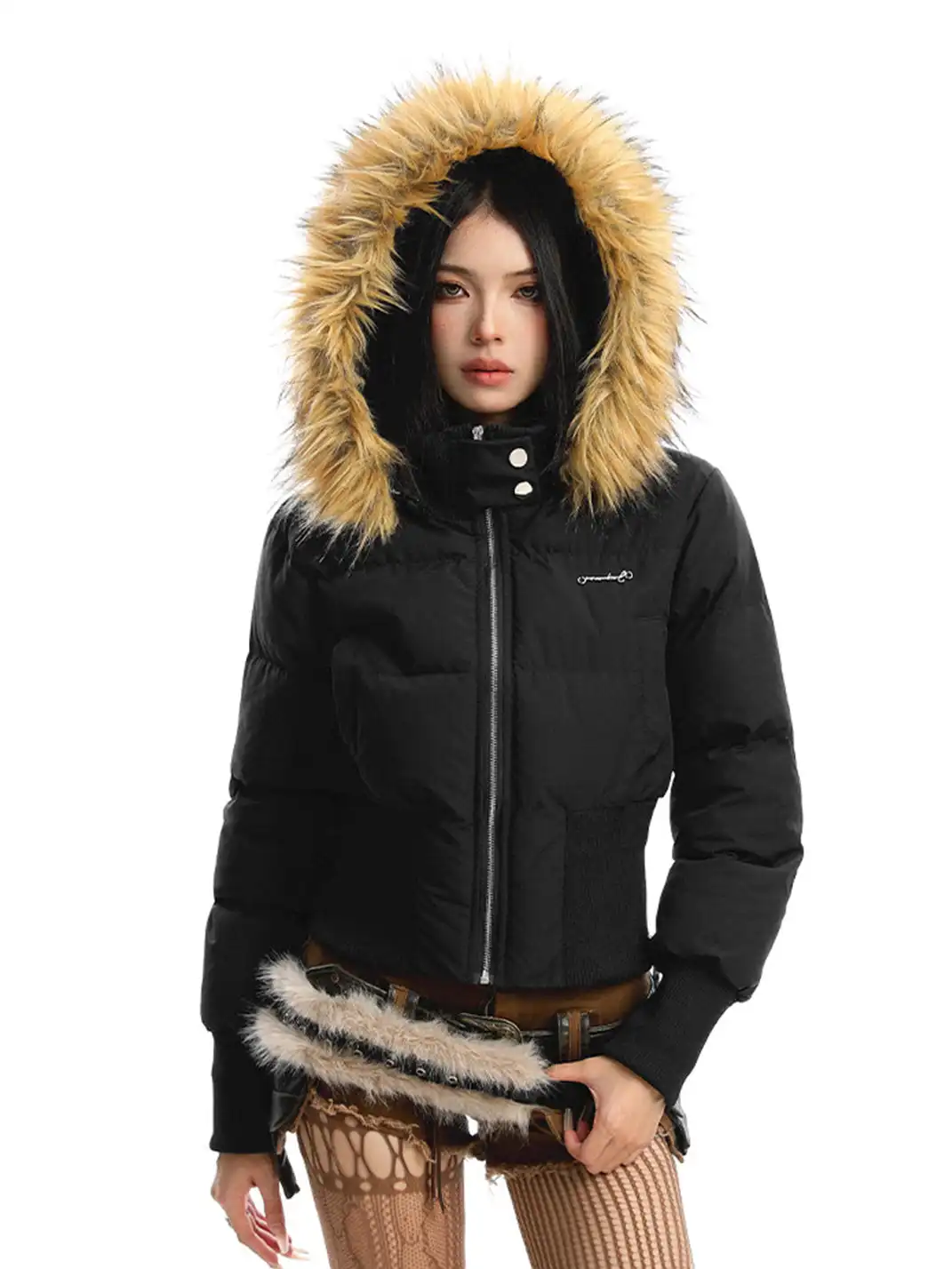BIGGOLD | Detachable Fur-Collar Hooded Cotton-Padded Jacket