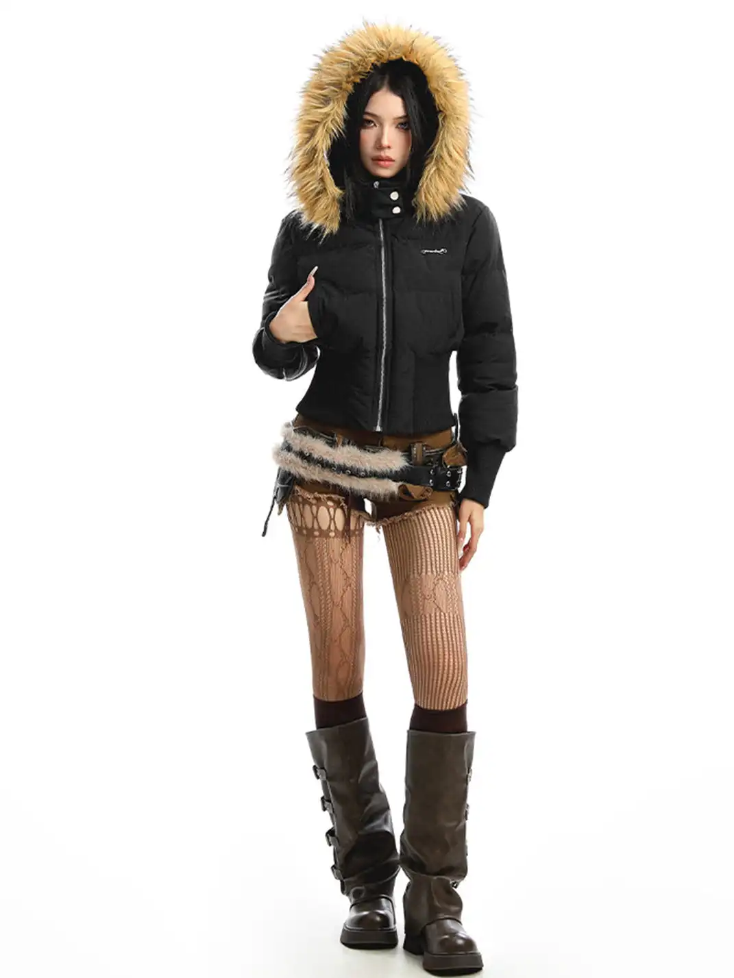 BIGGOLD | Detachable Fur-Collar Hooded Cotton-Padded Jacket