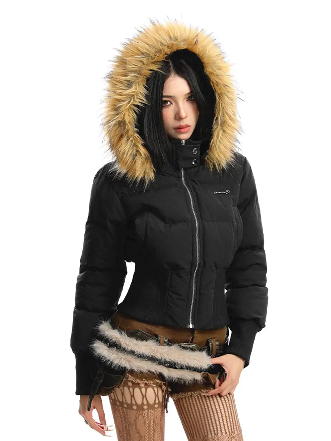 BIGGOLD | Detachable Fur-Collar Hooded Cotton-Padded Jacket
