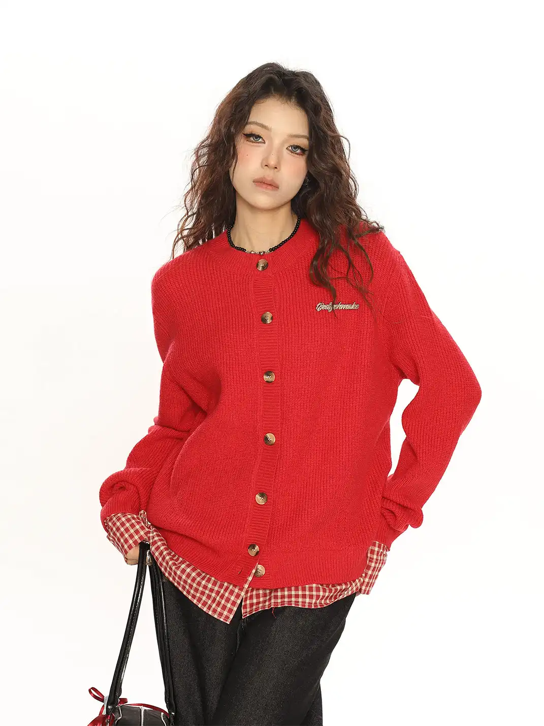 BIGGOLD | Faux Two-Piece Plaid Patchwork Sweater