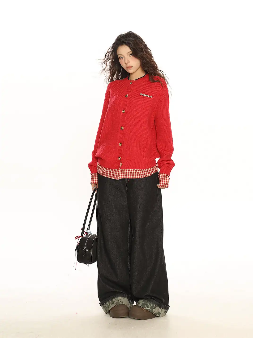 BIGGOLD | Faux Two-Piece Plaid Patchwork Sweater