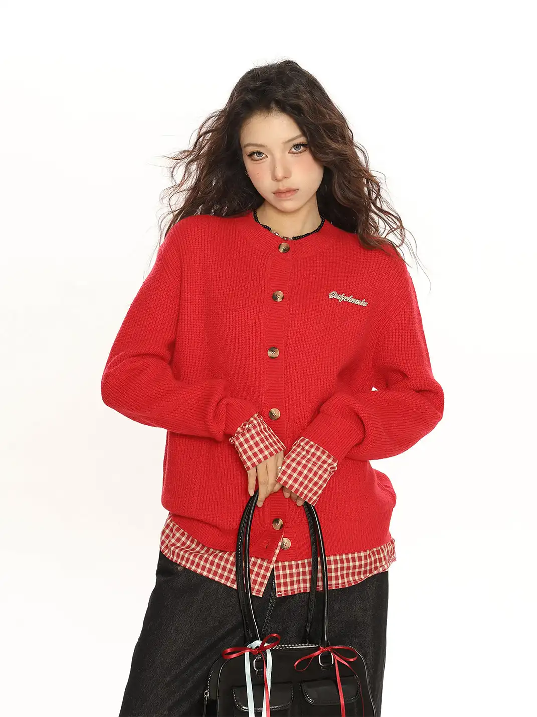 BIGGOLD | Faux Two-Piece Plaid Patchwork Sweater