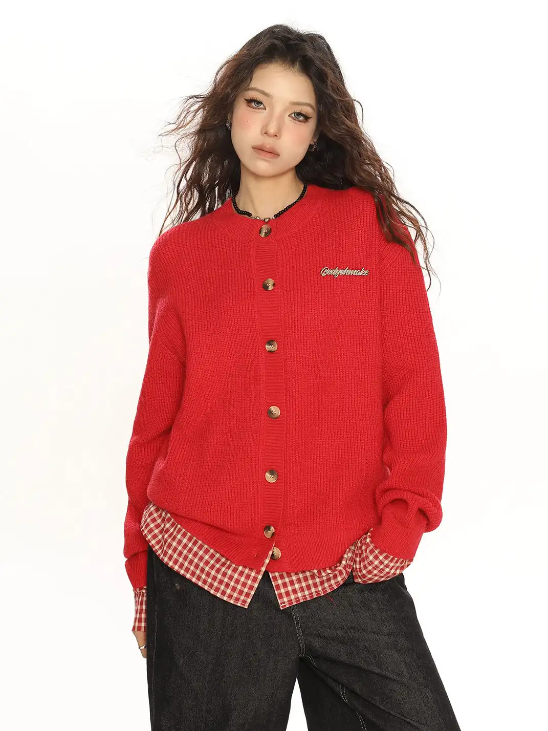 BIGGOLD | Faux Two-Piece Plaid Patchwork Sweater