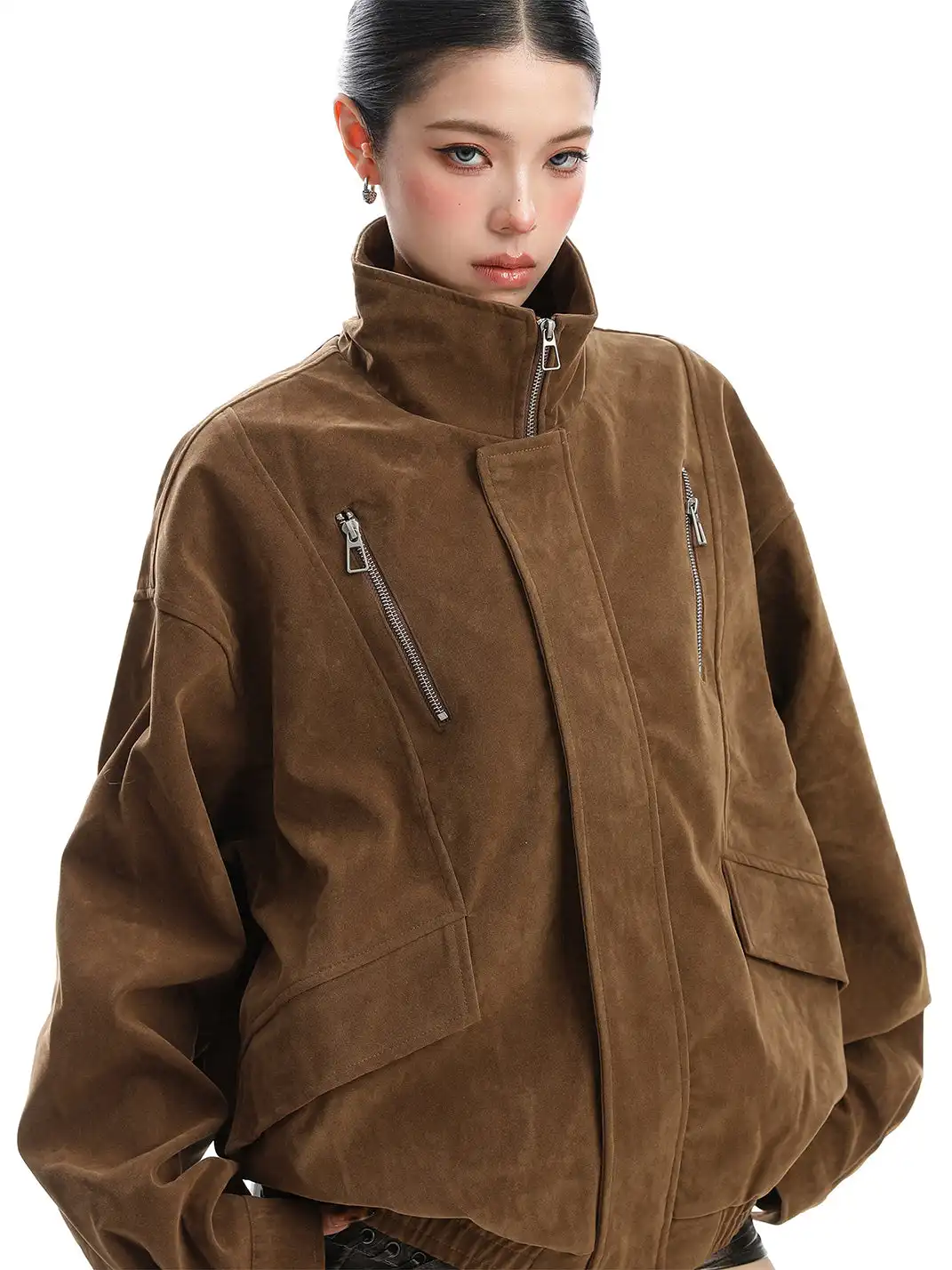 BIGGOLD | Stand-Up Collar Suede Work Jacket