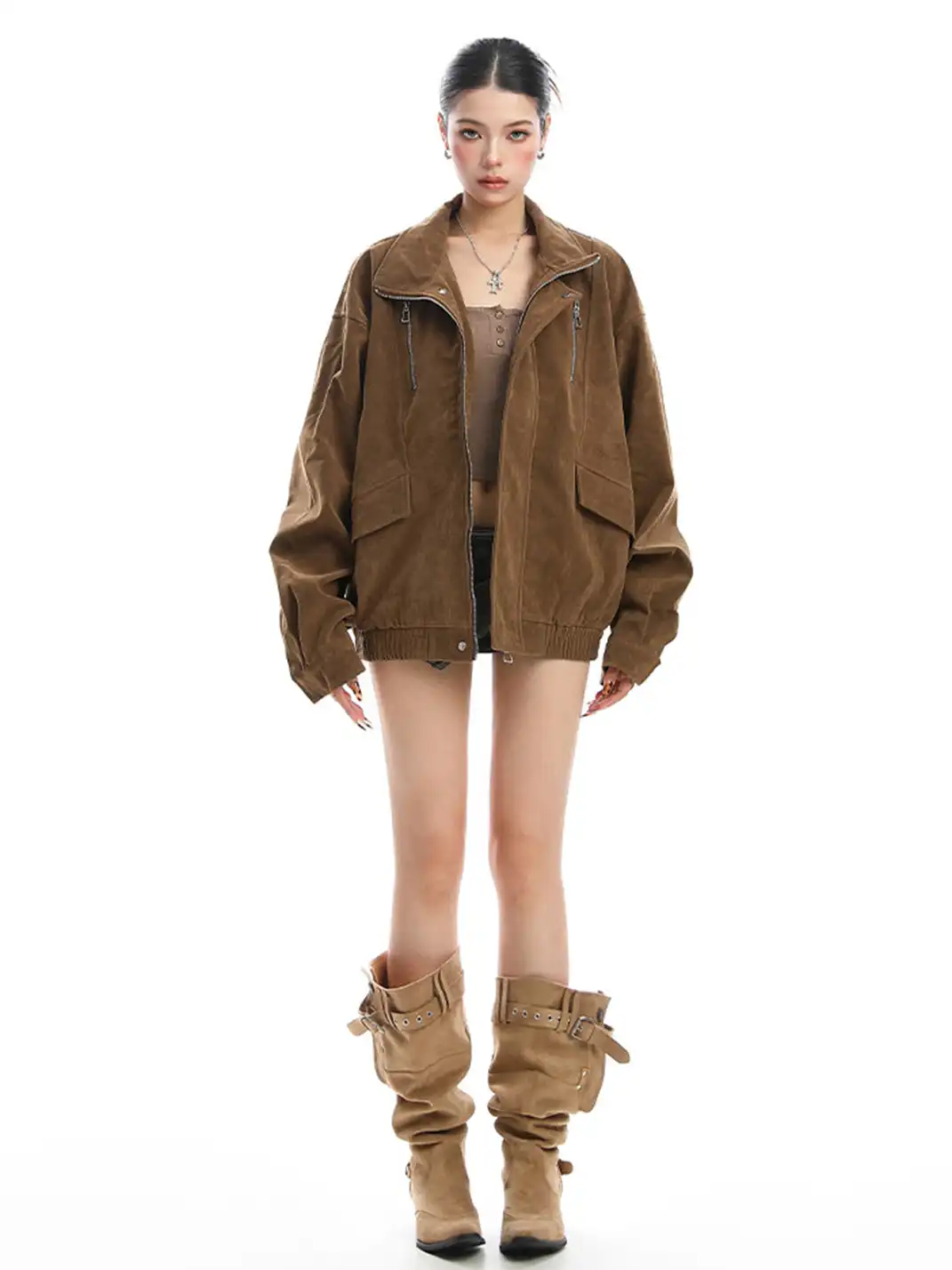 BIGGOLD | Stand-Up Collar Suede Work Jacket