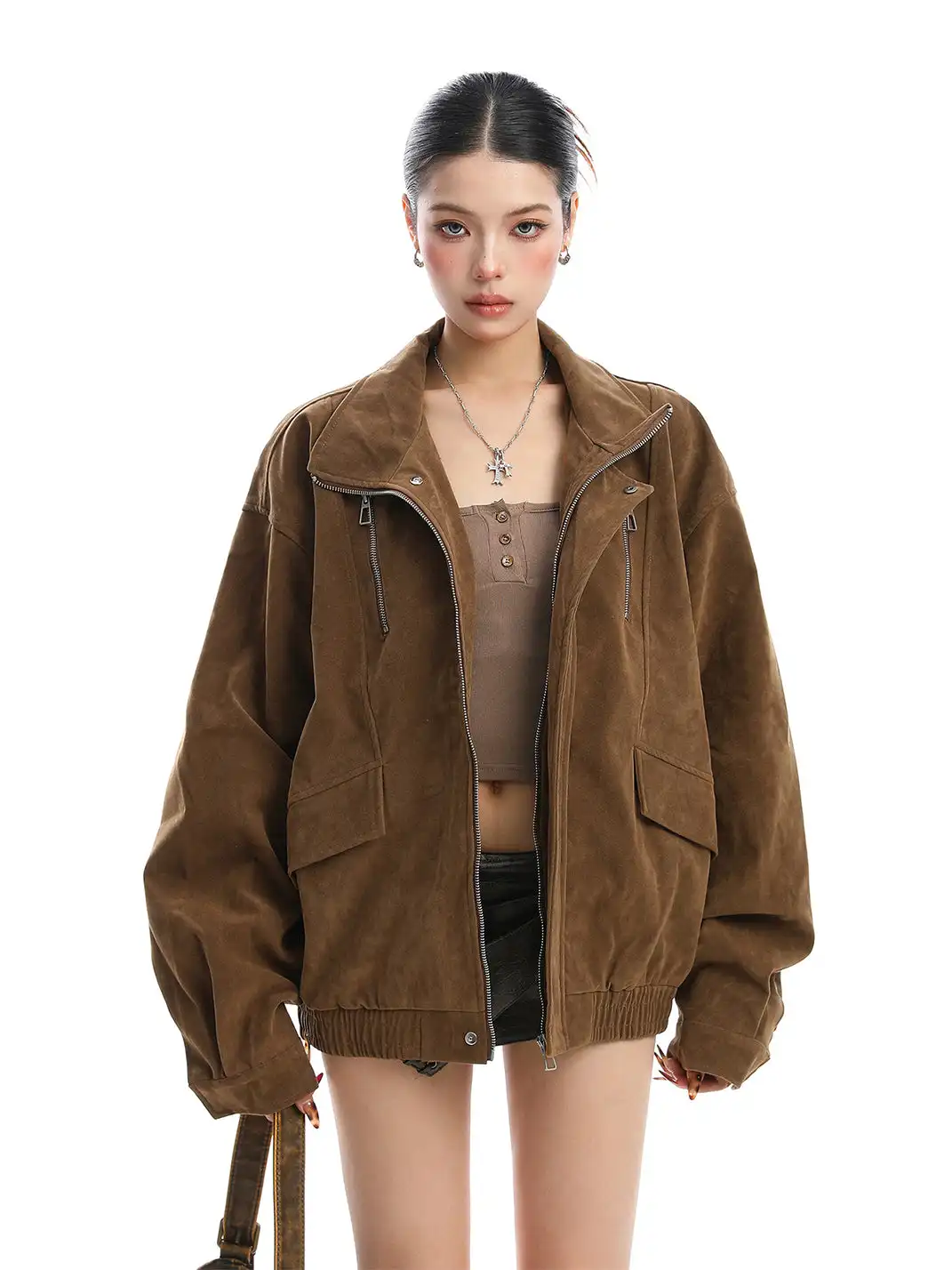BIGGOLD | Stand-Up Collar Suede Work Jacket