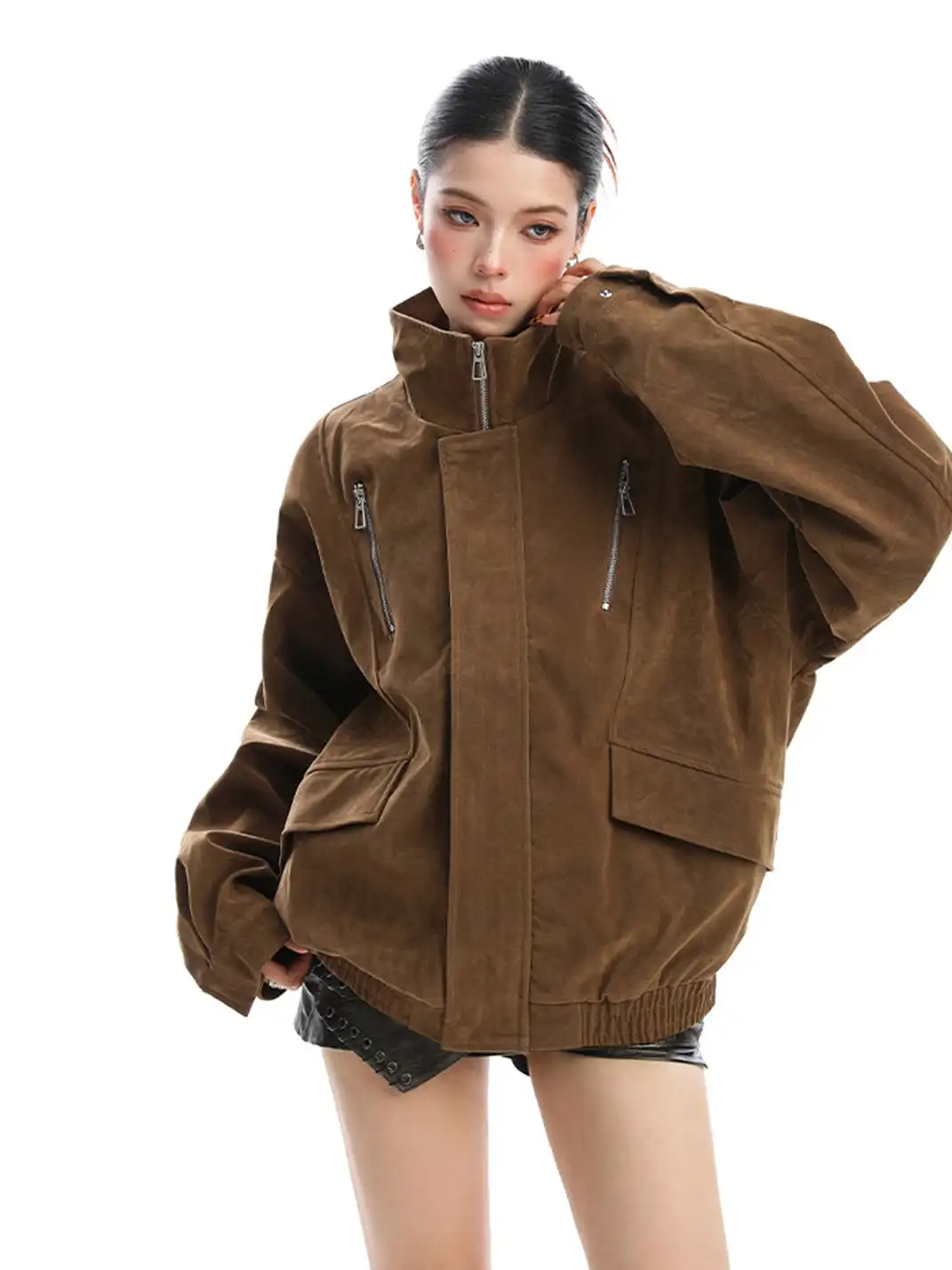 BIGGOLD | Stand-Up Collar Suede Work Jacket