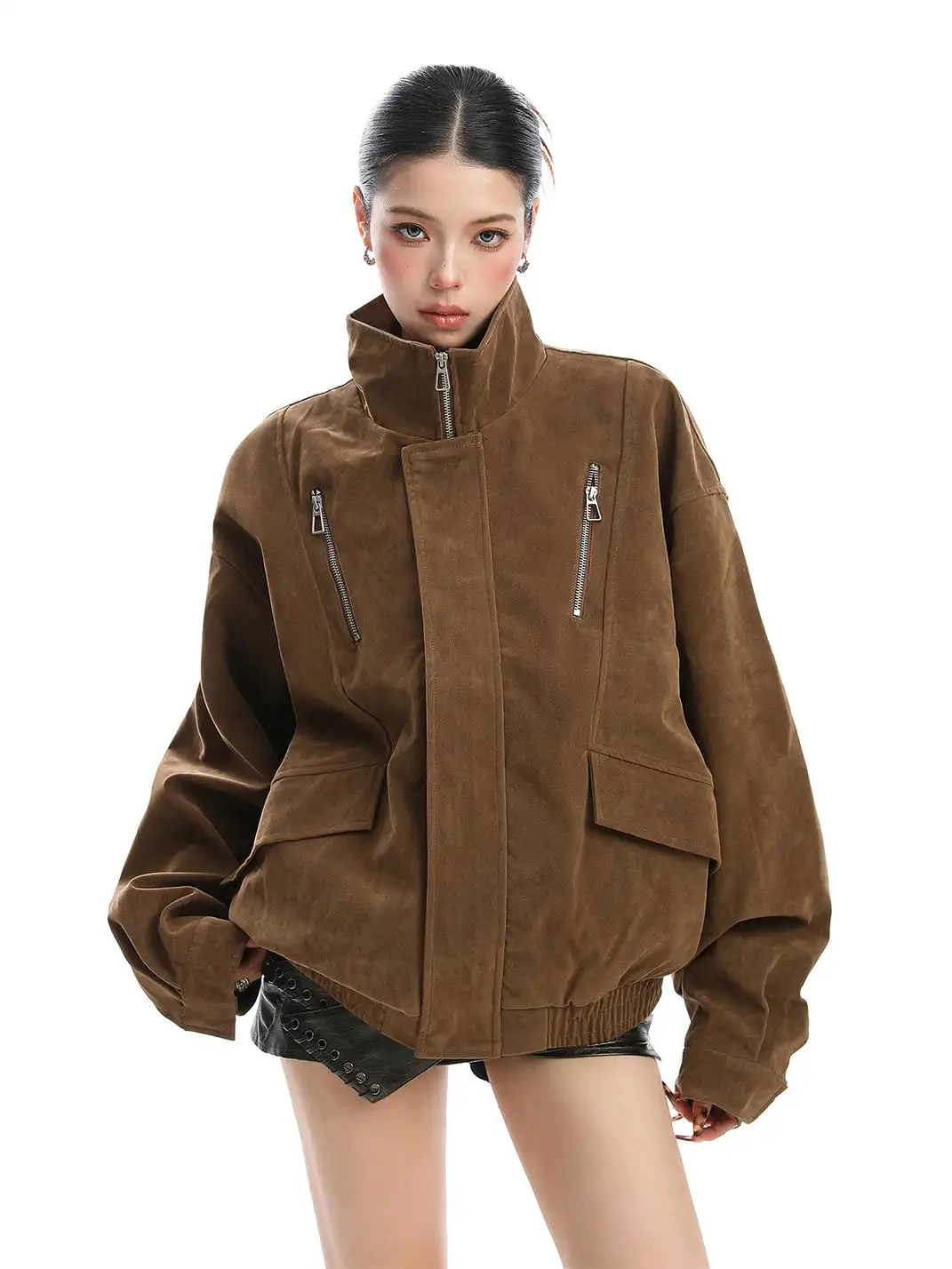 BIGGOLD | Stand-Up Collar Suede Work Jacket