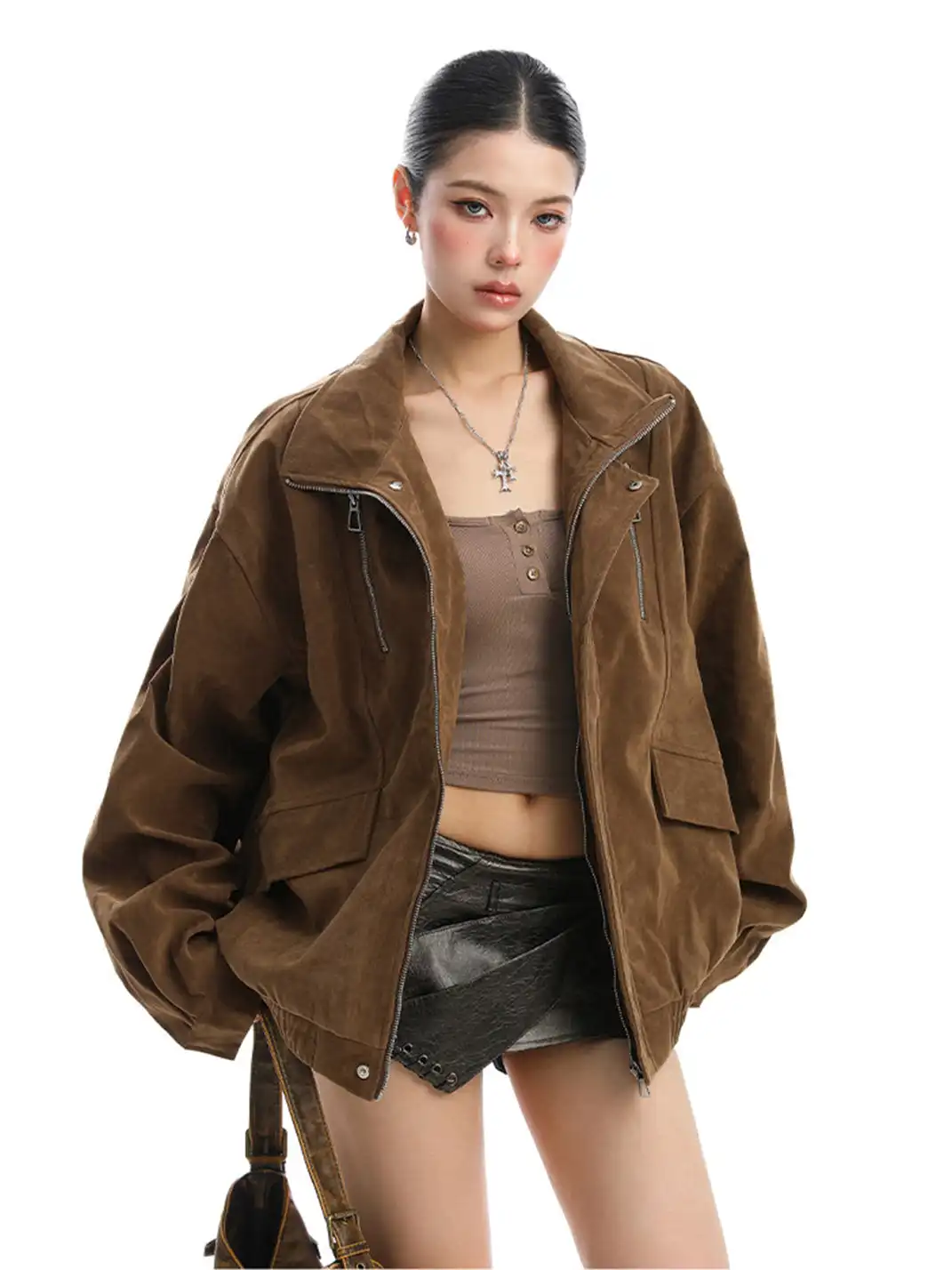 BIGGOLD | Stand-Up Collar Suede Work Jacket