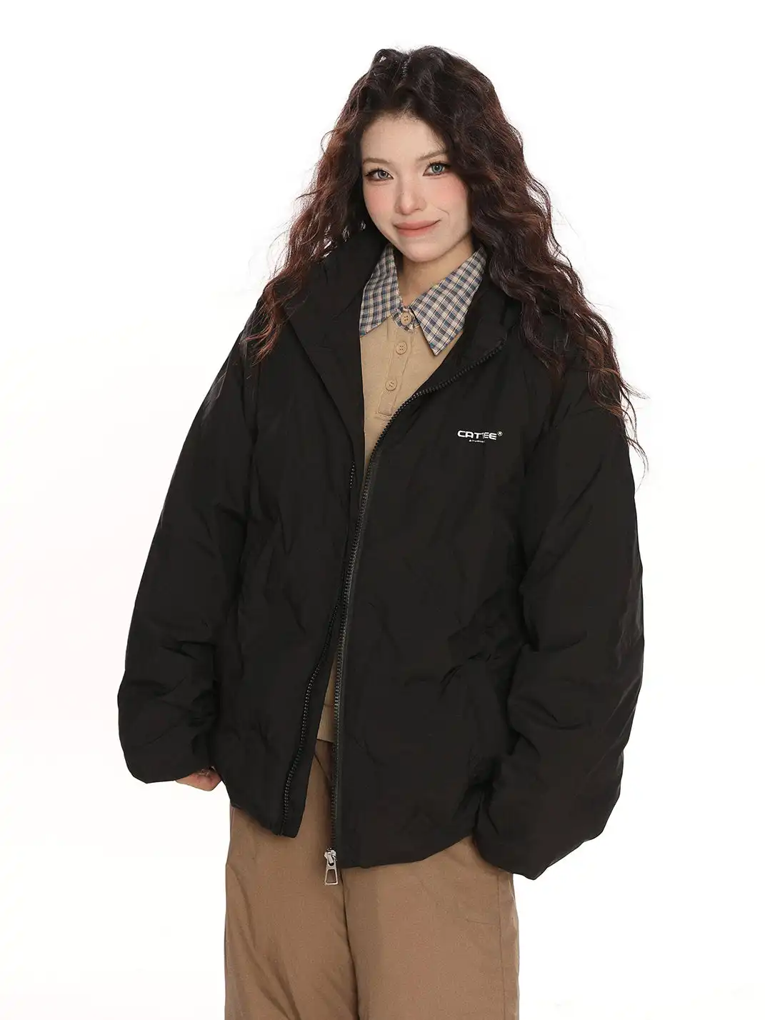BIGGOLD | Embossed Stand-Up Collar Down Jacket