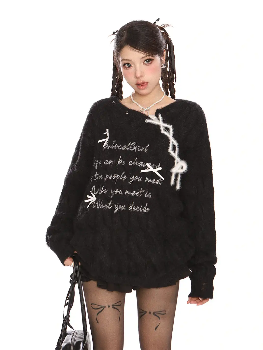 BIGGOLD | Letter Tie Mohair Sweater