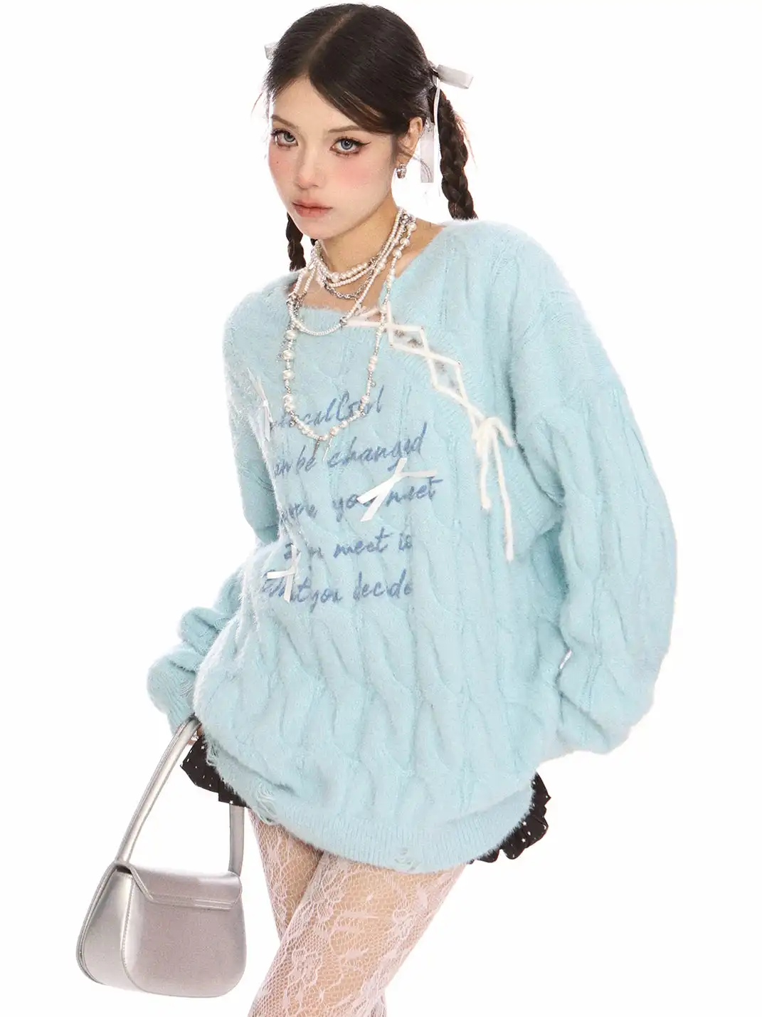 BIGGOLD | Letter Tie Mohair Sweater