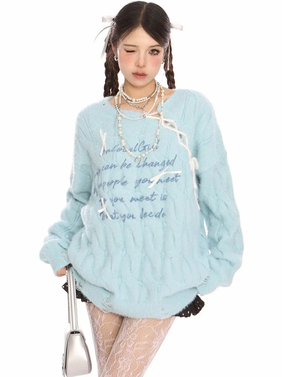 BIGGOLD | Letter Tie Mohair Sweater