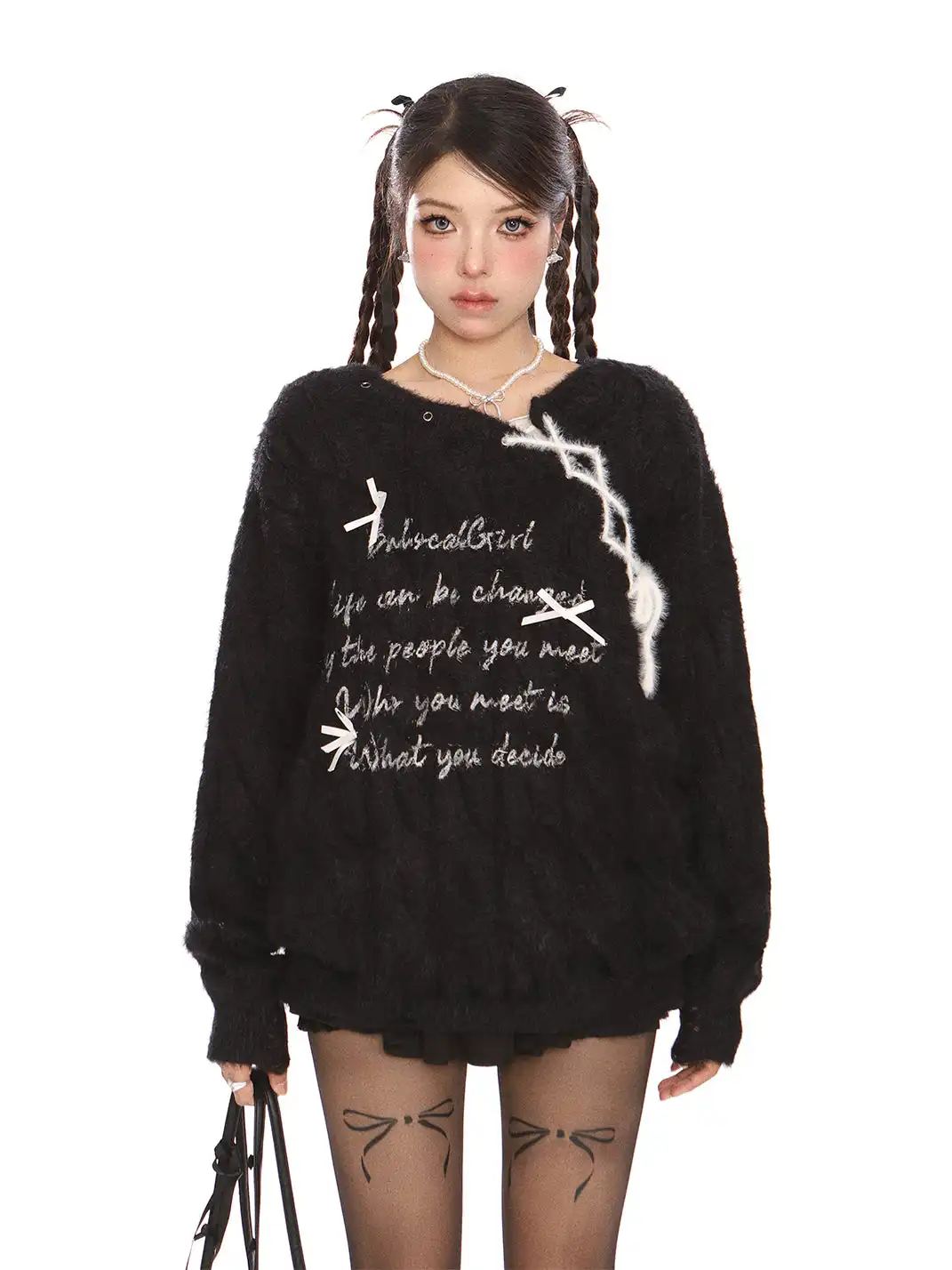 BIGGOLD | Letter Tie Mohair Sweater