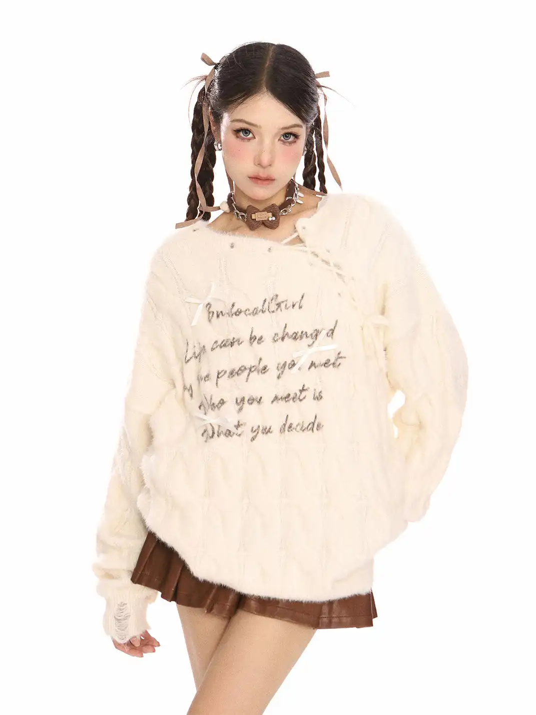 BIGGOLD | Letter Tie Mohair Sweater