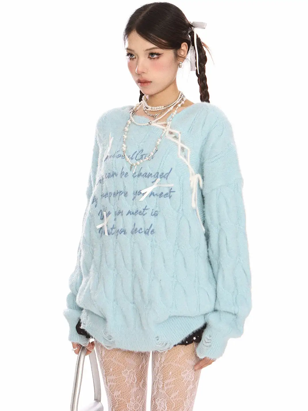 BIGGOLD | Letter Tie Mohair Sweater