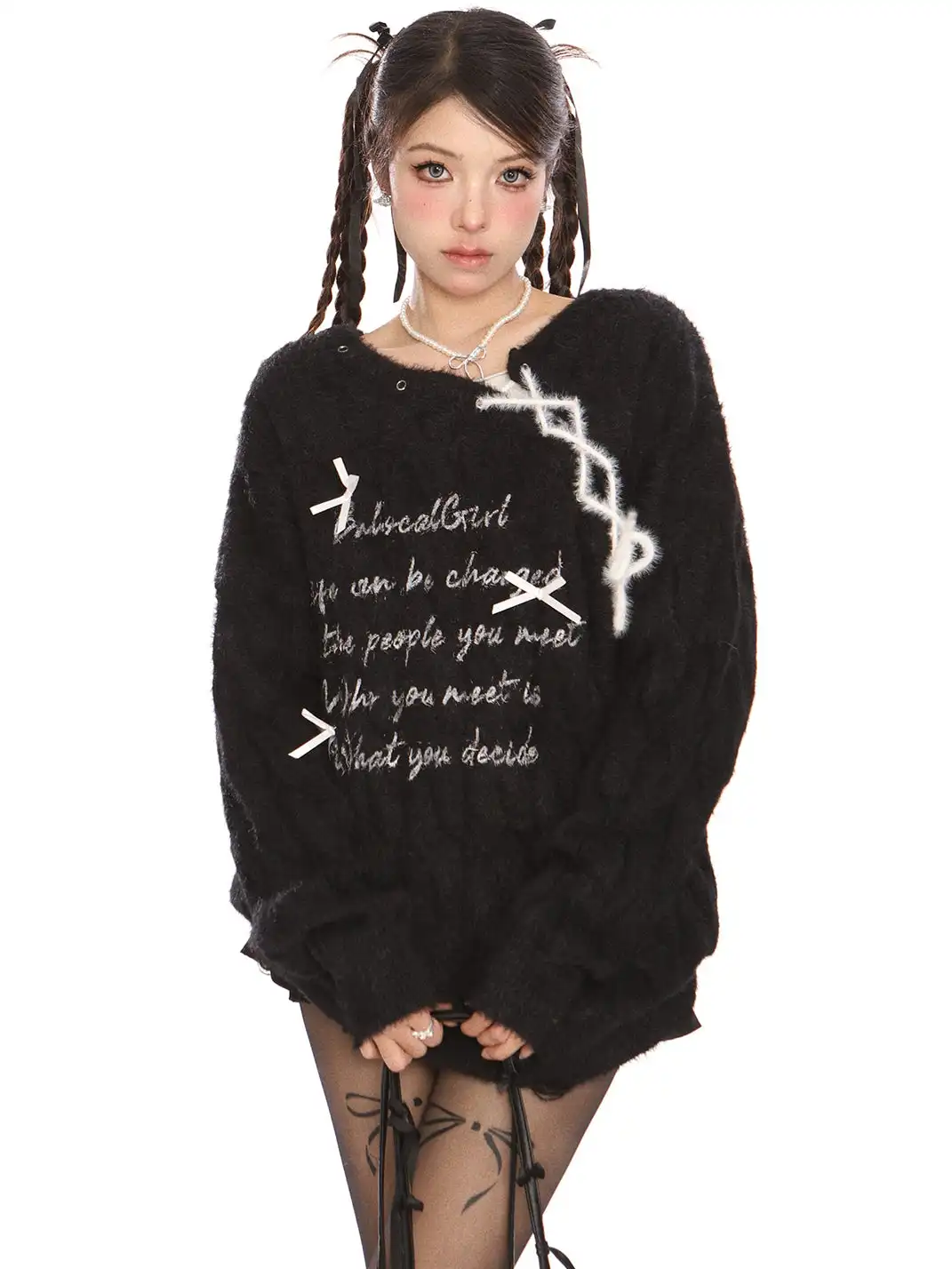 BIGGOLD | Letter Tie Mohair Sweater
