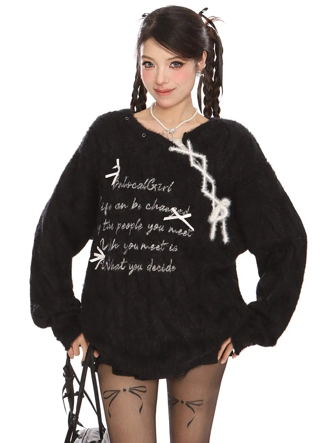 BIGGOLD | Letter Tie Mohair Sweater