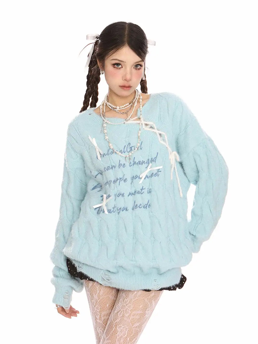 BIGGOLD | Letter Tie Mohair Sweater