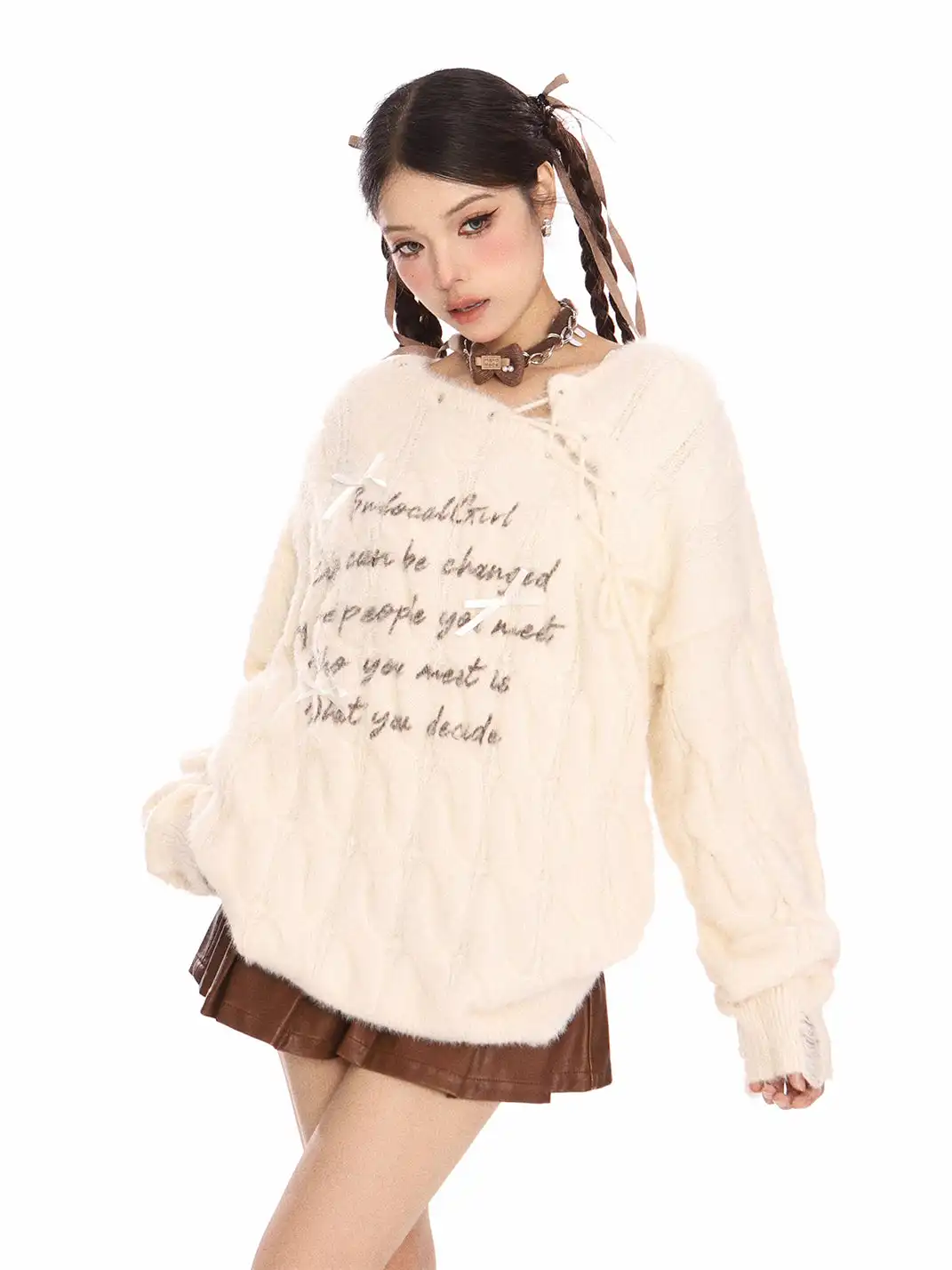 BIGGOLD | Letter Tie Mohair Sweater