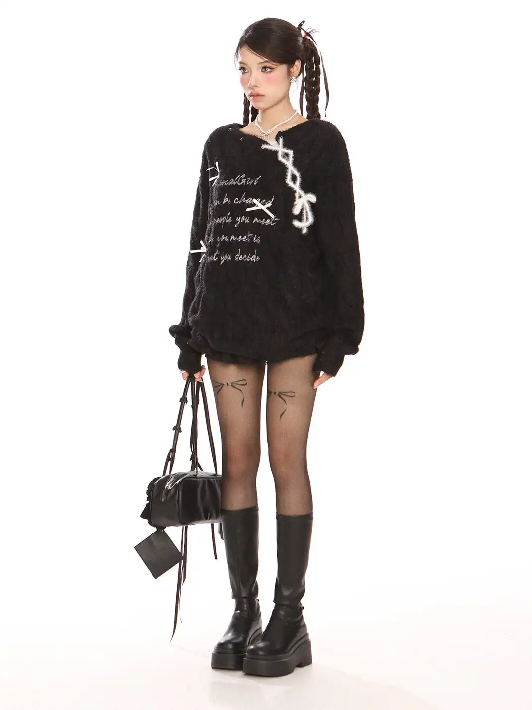 BIGGOLD | Letter Tie Mohair Sweater