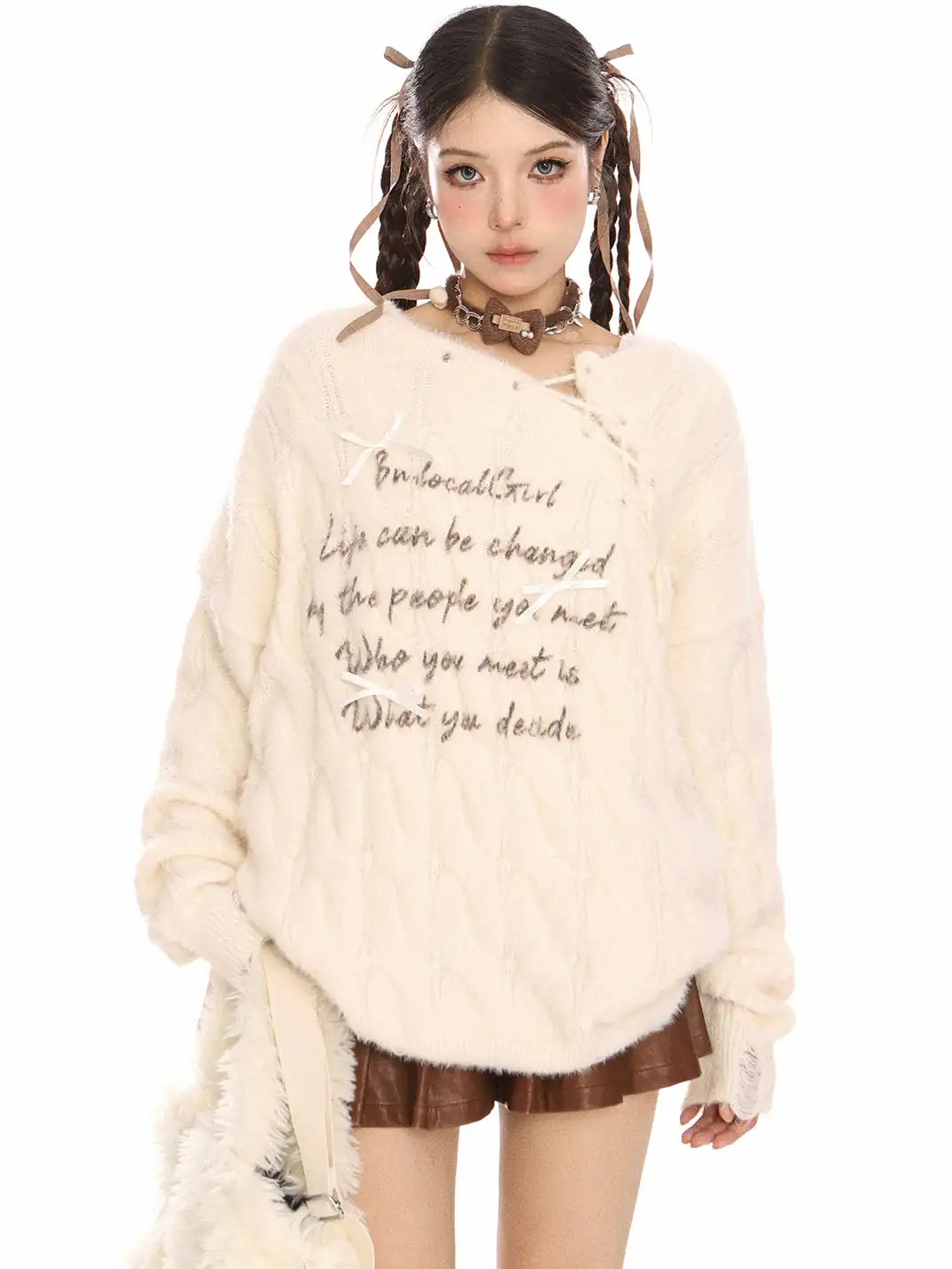 BIGGOLD | Letter Tie Mohair Sweater