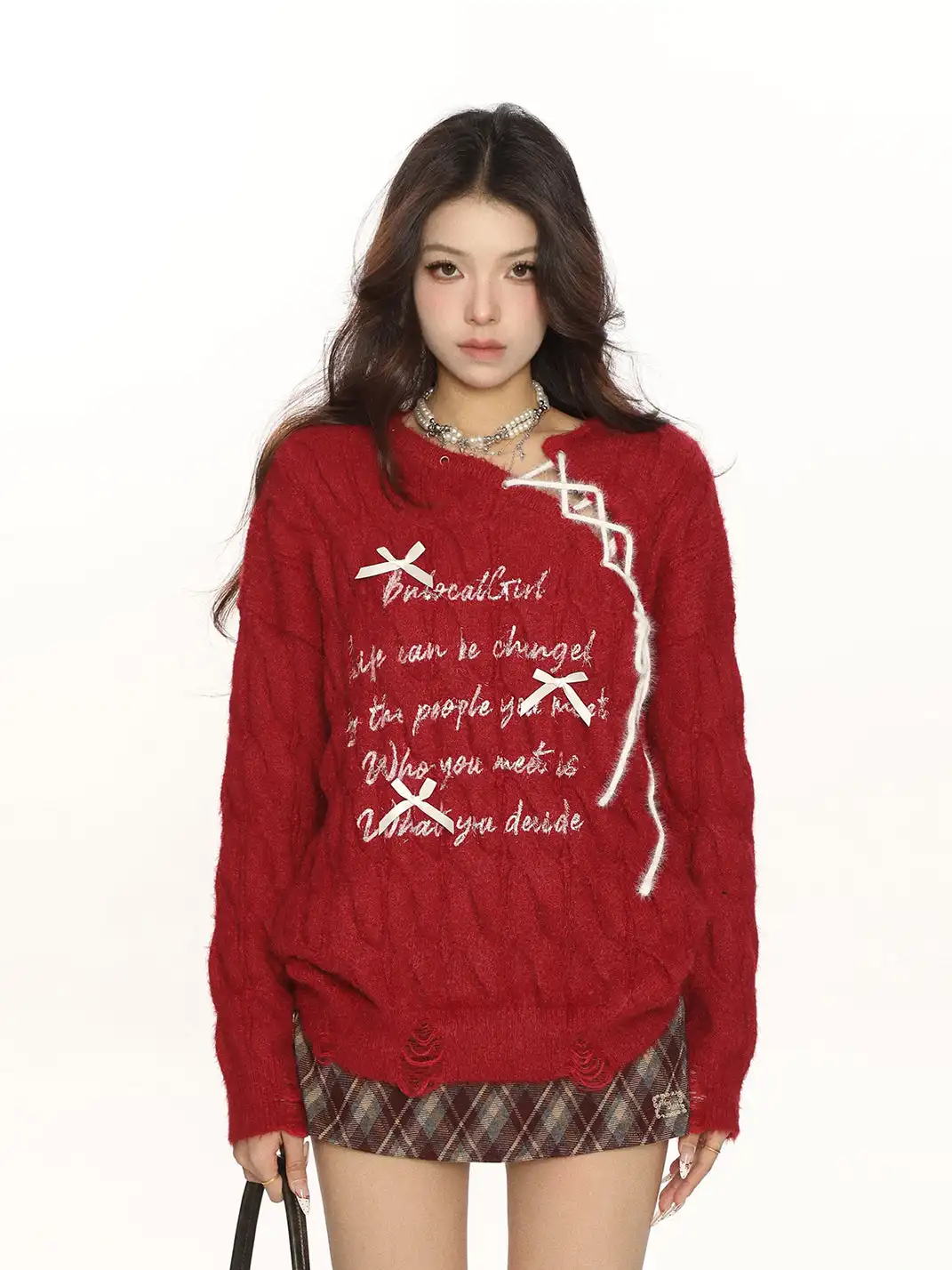 BIGGOLD | Letter Tie Mohair Sweater