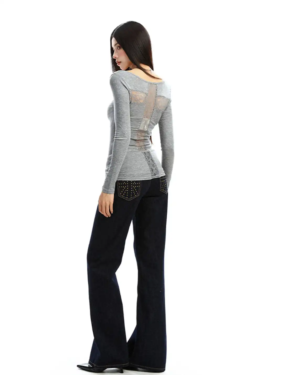 BIGGOLD | Lace Cutouts on the Back Long Sleeves