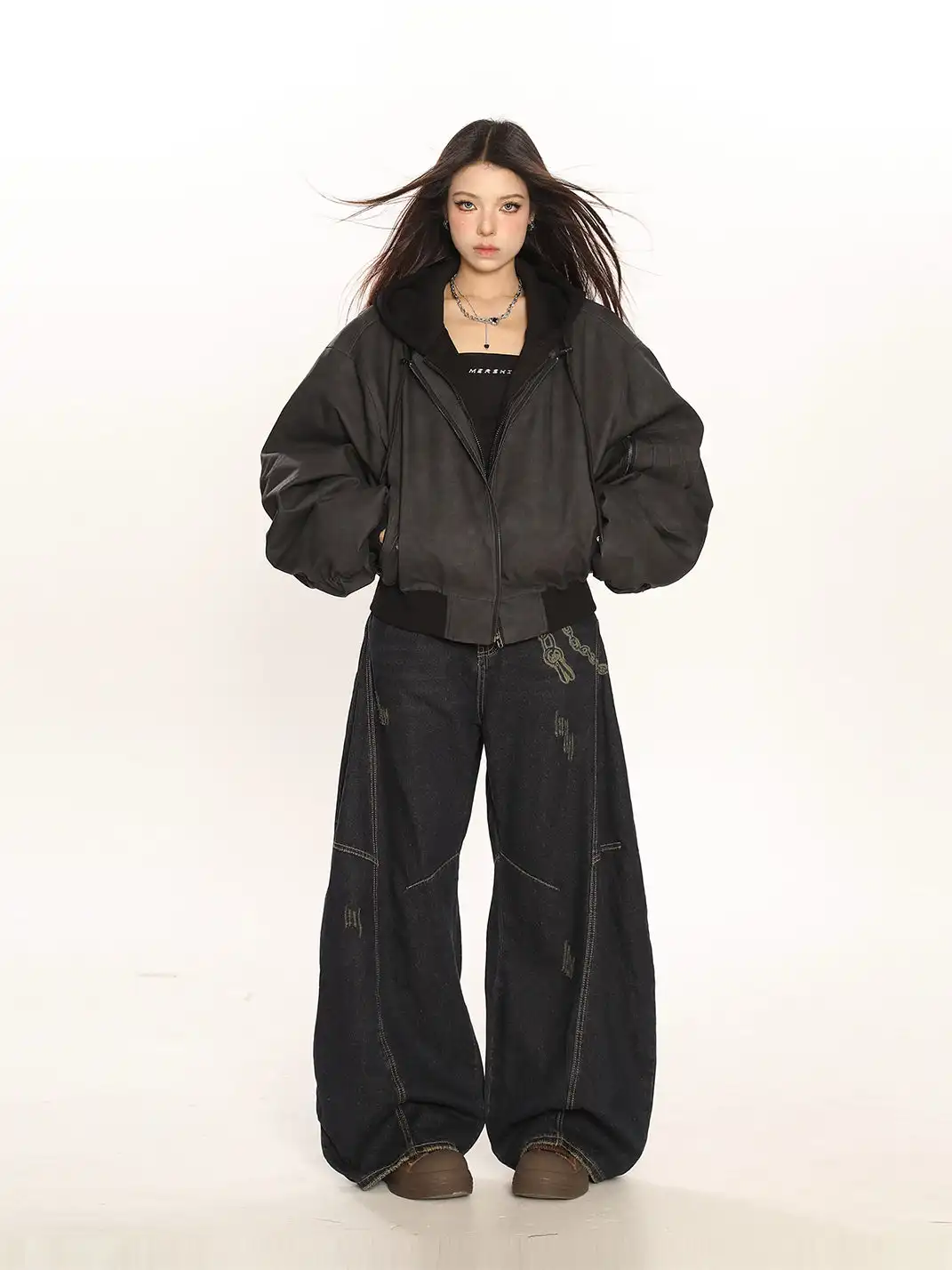 BIGGOLD | Heavyweight Faux Two-Piece Hooded Leather Jacket
