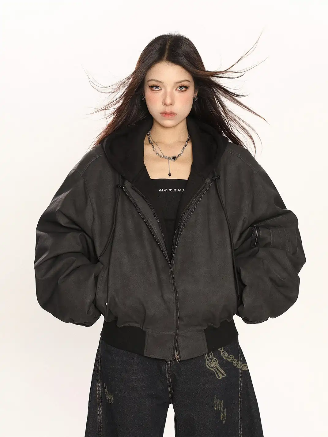 BIGGOLD | Heavyweight Faux Two-Piece Hooded Leather Jacket