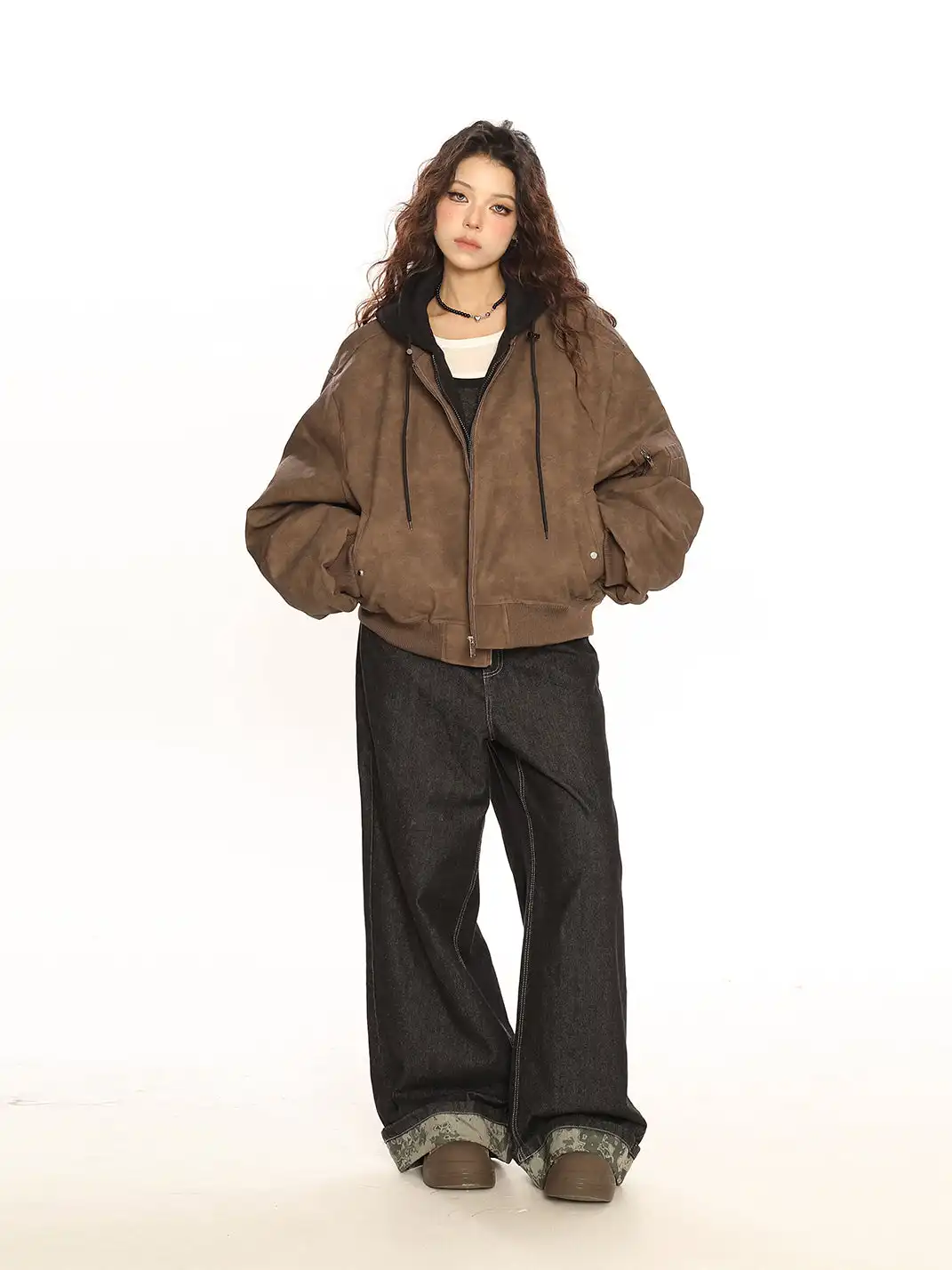 BIGGOLD | Heavyweight Faux Two-Piece Hooded Leather Jacket