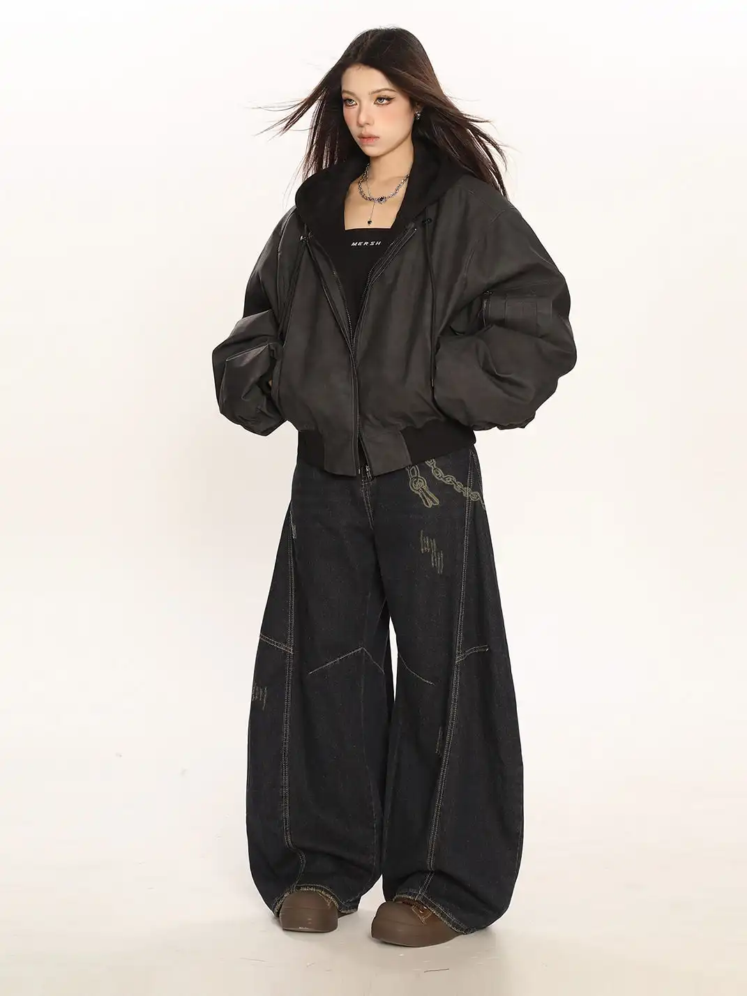BIGGOLD | Heavyweight Faux Two-Piece Hooded Leather Jacket