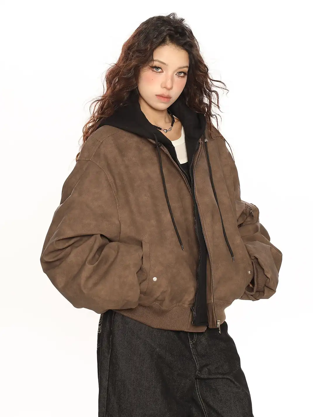 BIGGOLD | Heavyweight Faux Two-Piece Hooded Leather Jacket