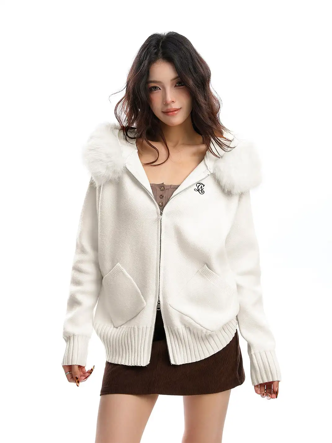 BIGGOLD | Fur-Collar Hooded Sweater