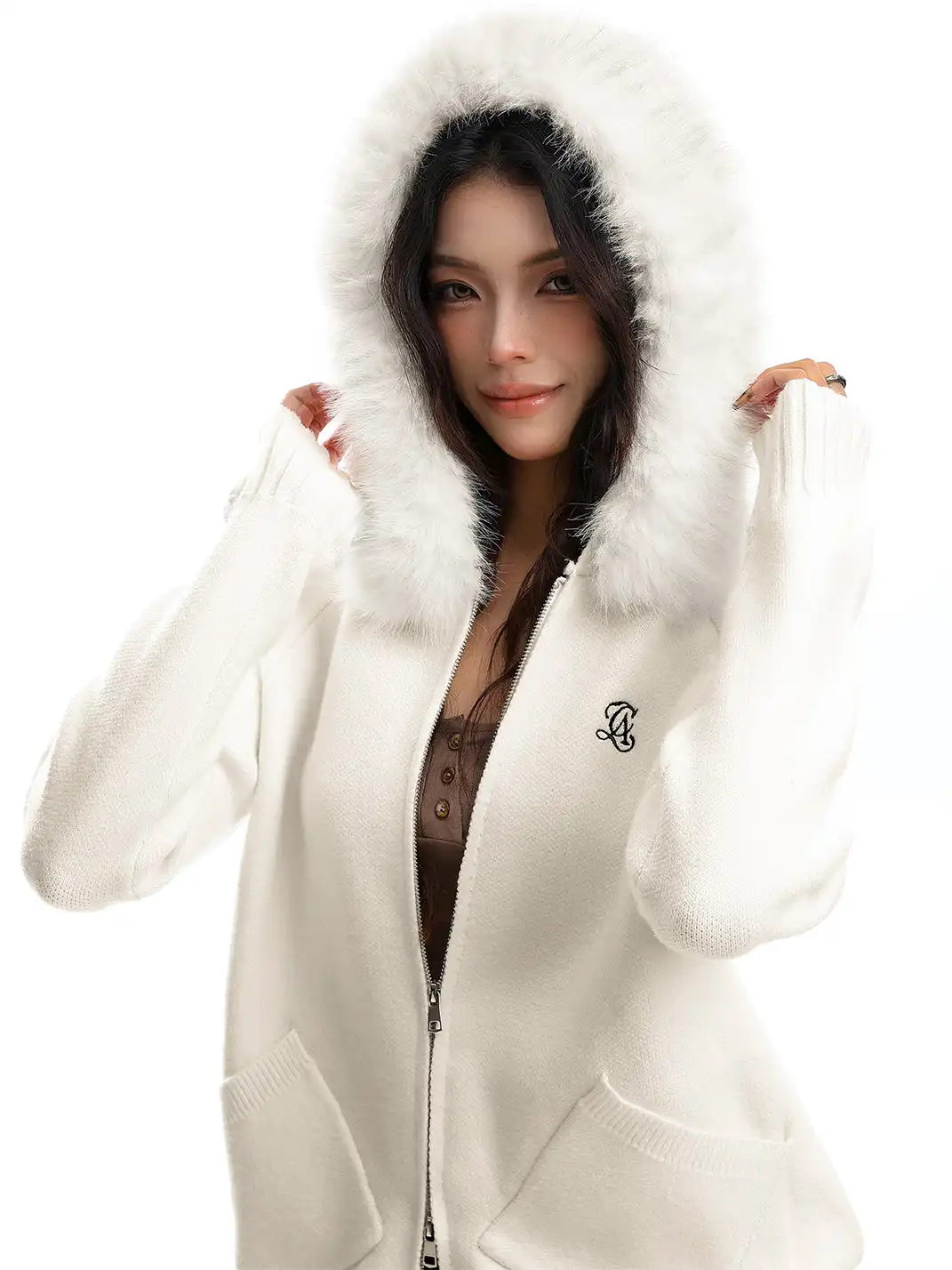 BIGGOLD | Fur-Collar Hooded Sweater