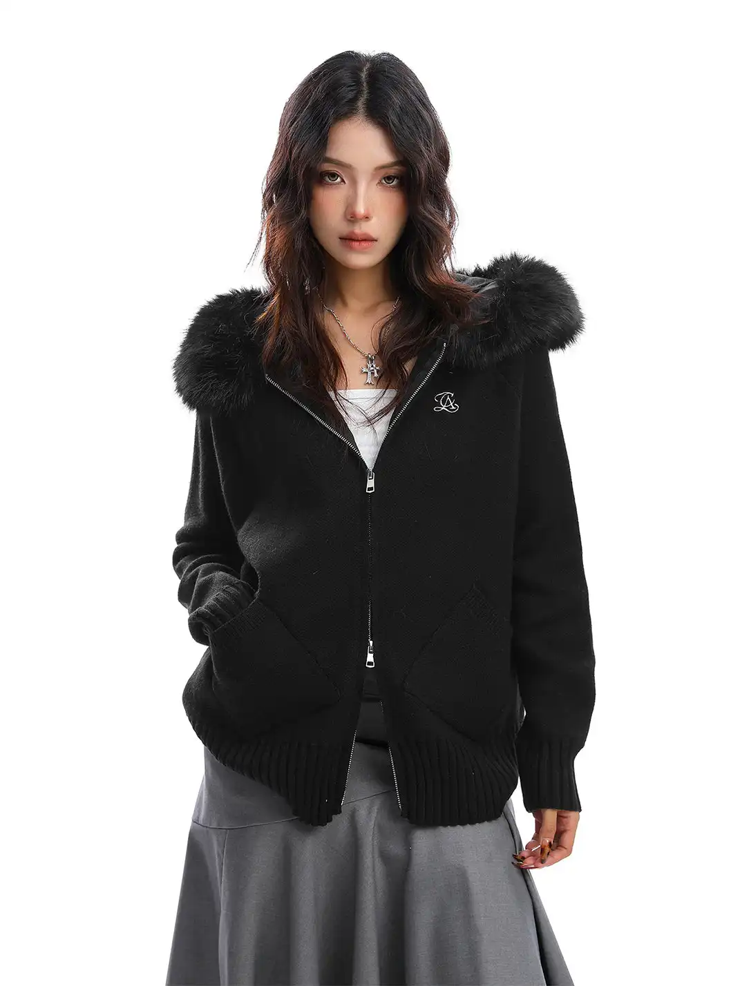 BIGGOLD | Fur-Collar Hooded Sweater