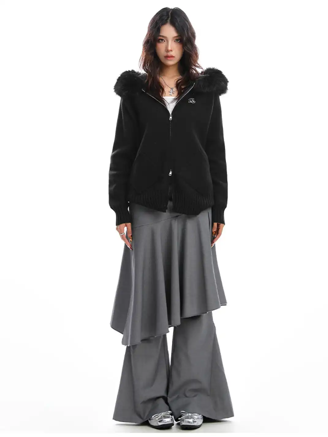 BIGGOLD | Fur-Collar Hooded Sweater